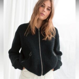 & Other Stories Dark Green Mohair Bomber